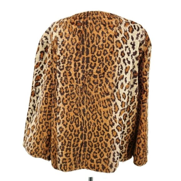 Adec Rouge Ligne Leopard Jacket Womens 14/48 Pockets Snap Coat - Picture 4 of 8